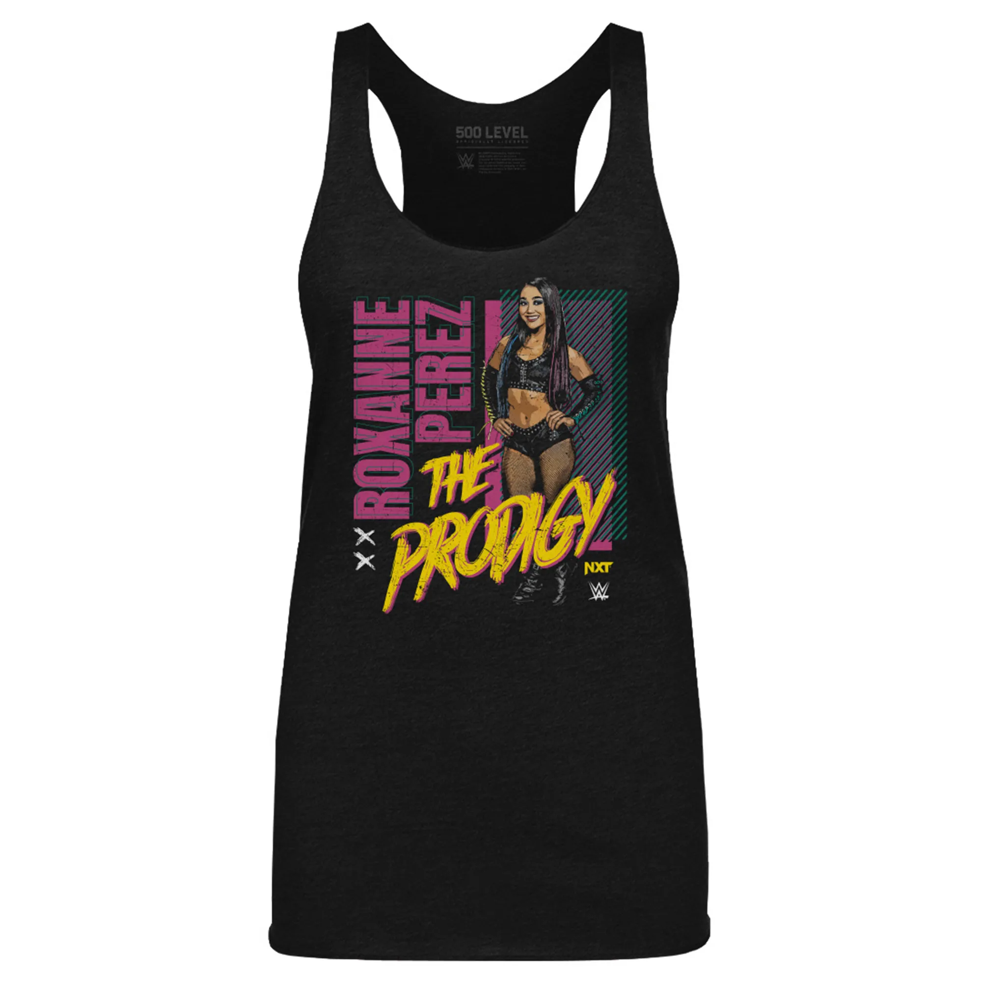 Women's 500 Level Heather Black Roxanne Perez Grunge Tri-Blend Tank Top sold by WWE