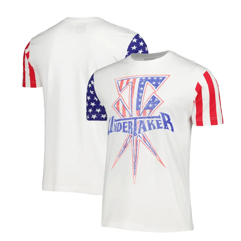 Men's White The Undertaker Stars & Stripes T-Shirt sold by WWE