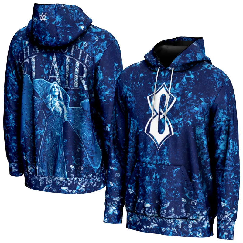 Men's ProSphere Blue Charlotte Flair Superstar Pullover Hoodie sold by WWE