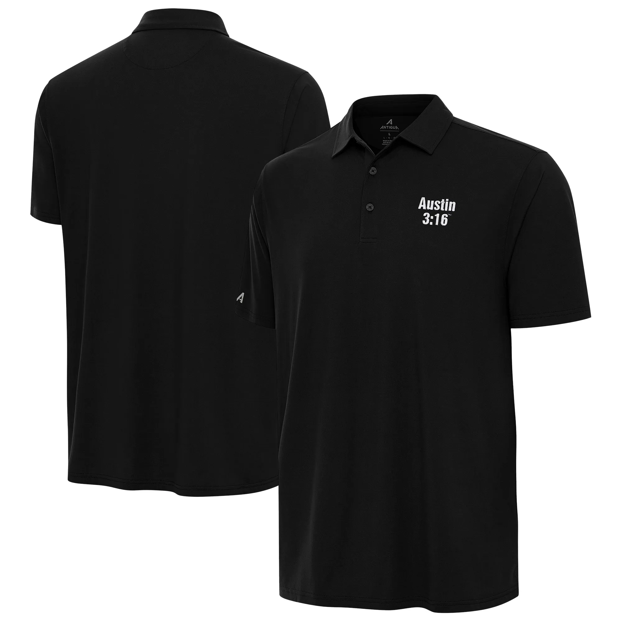 Men's Antigua Black "Stone Cold" Steve Austin Era Polo sold by WWE