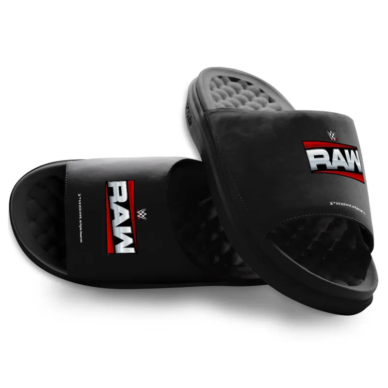 Men's ISlide RAW Logo Motive Slide Sandals sold by WWE