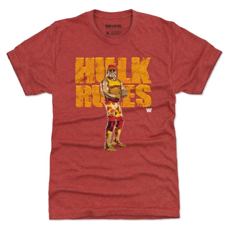 Men's 500 Level Heather Red Hulk Hogan Hulk Rules Tri-Blend T-Shirt sold by WWE