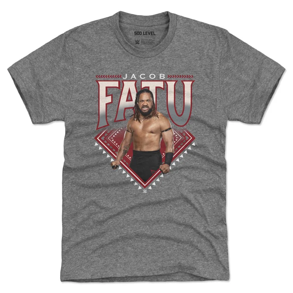 Men's 500 Level Heather Gray Jacob Fatu Superstar Name Tri-Blend T-Shirt sold by WWE