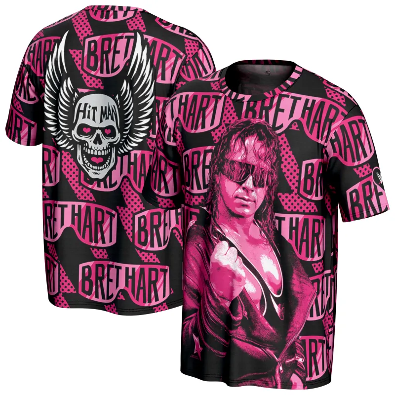 Men's ProSphere Black Bret Hart Superstar T-Shirt made by WWE