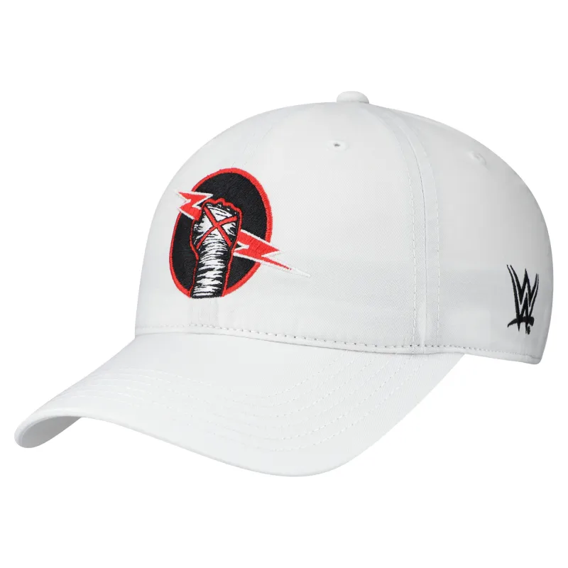 Men's White CM Punk WWE Circle Lightening Bolt Terra Twill Adjustable Hat made by Legacy