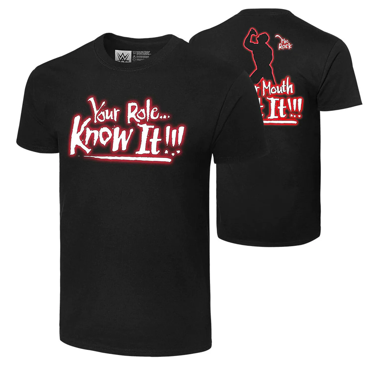 Men's Black The Rock Your Role Know It! T-Shirt sold by WWE