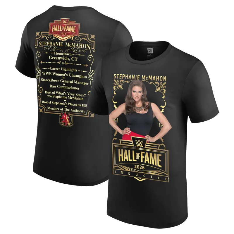 Men's Black Stephanie McMahon WWE Hall of Fame 2026 T-Shirt sold by WWE