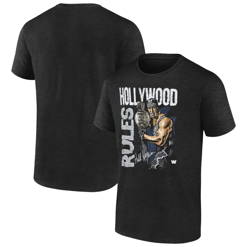 Men's 500 Level  Black Hulk Hogan Hollywood Rules Tri-Blend T-Shirt sold by WWE