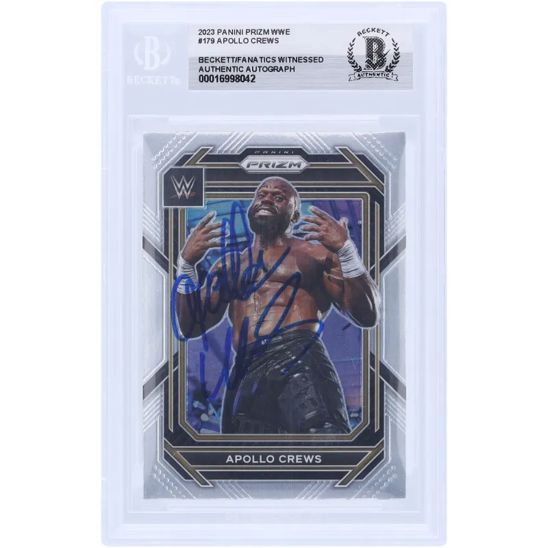 Apollo Crews WWE Autographed 2023 Panini Prizm #179 Beckett Fanatics Witnessed Authenticated Card sold by WWE