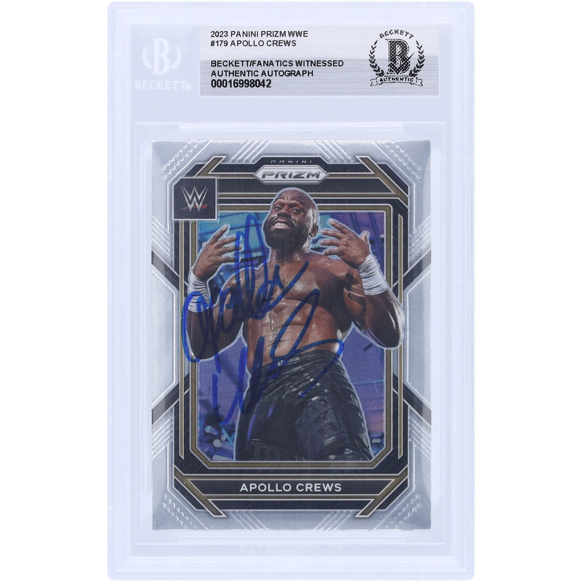 Apollo Crews WWE Autographed 2023 Panini Prizm #179 Beckett Fanatics Witnessed Authenticated Card sold by WWE