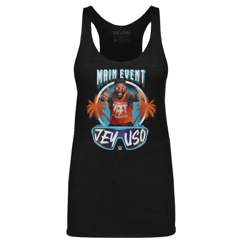 Women's 500 Level Heather Black Jey Uso Main Event Palms Tri-Blend Tank Top sold by WWE