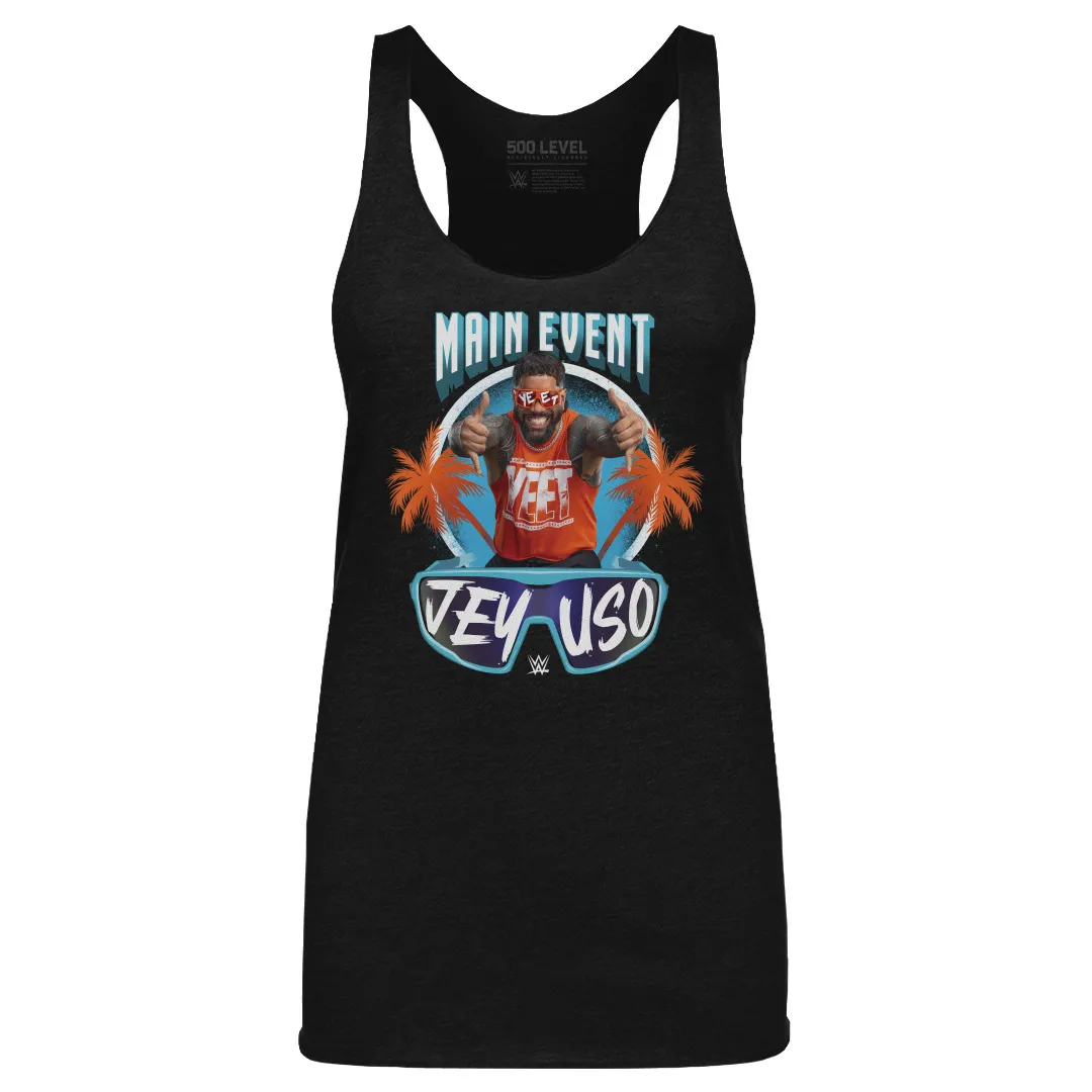 Women's 500 Level Heather Black Jey Uso Main Event Palms Tri-Blend Tank Top sold by WWE