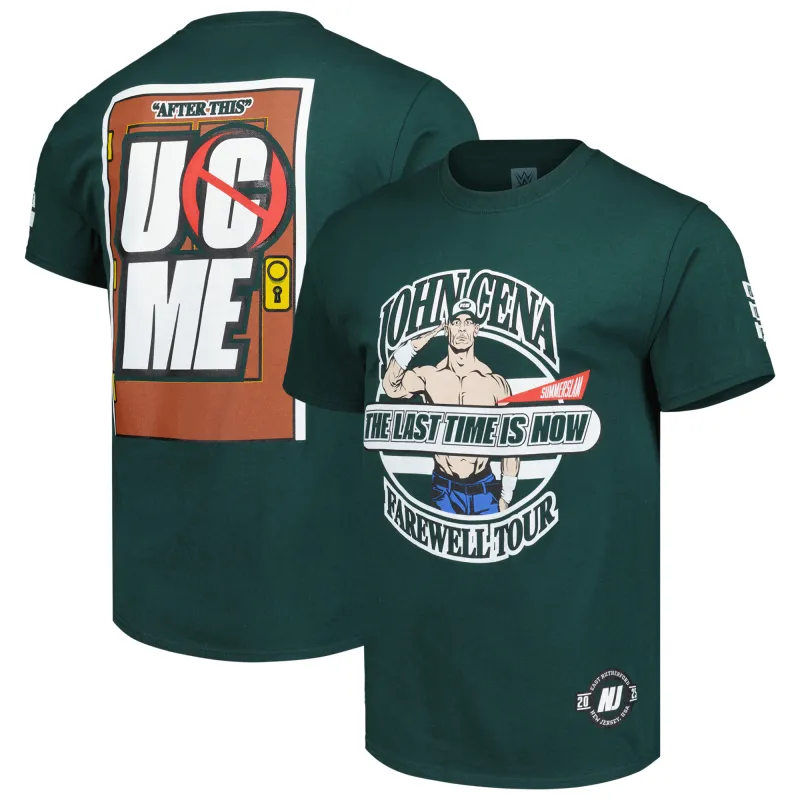 Men's Green John Cena Farewell Tour SummerSlam 2025 T-Shirt sold by WWE