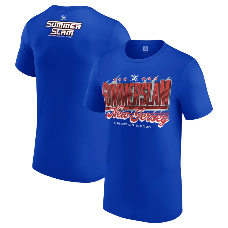 Men's Blue SummerSlam 2025 Retro T-Shirt sold by WWE