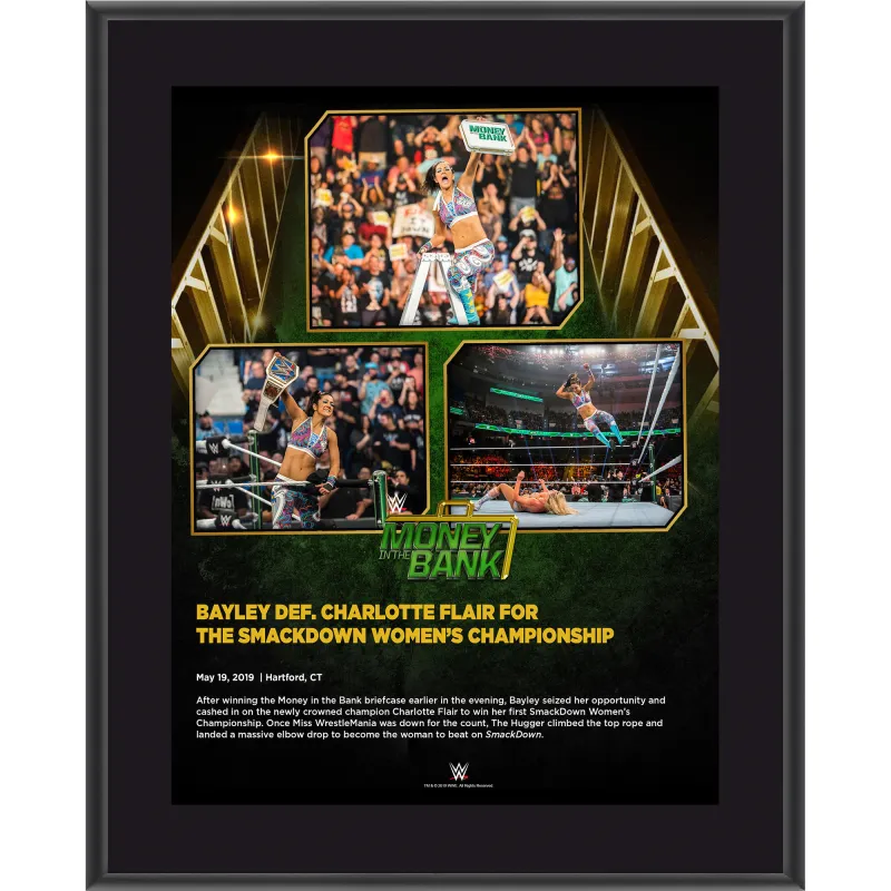 Bayley Framed 10.5" x 13" 2019 Money In The Bank Sublimated Plaque sold by WWE