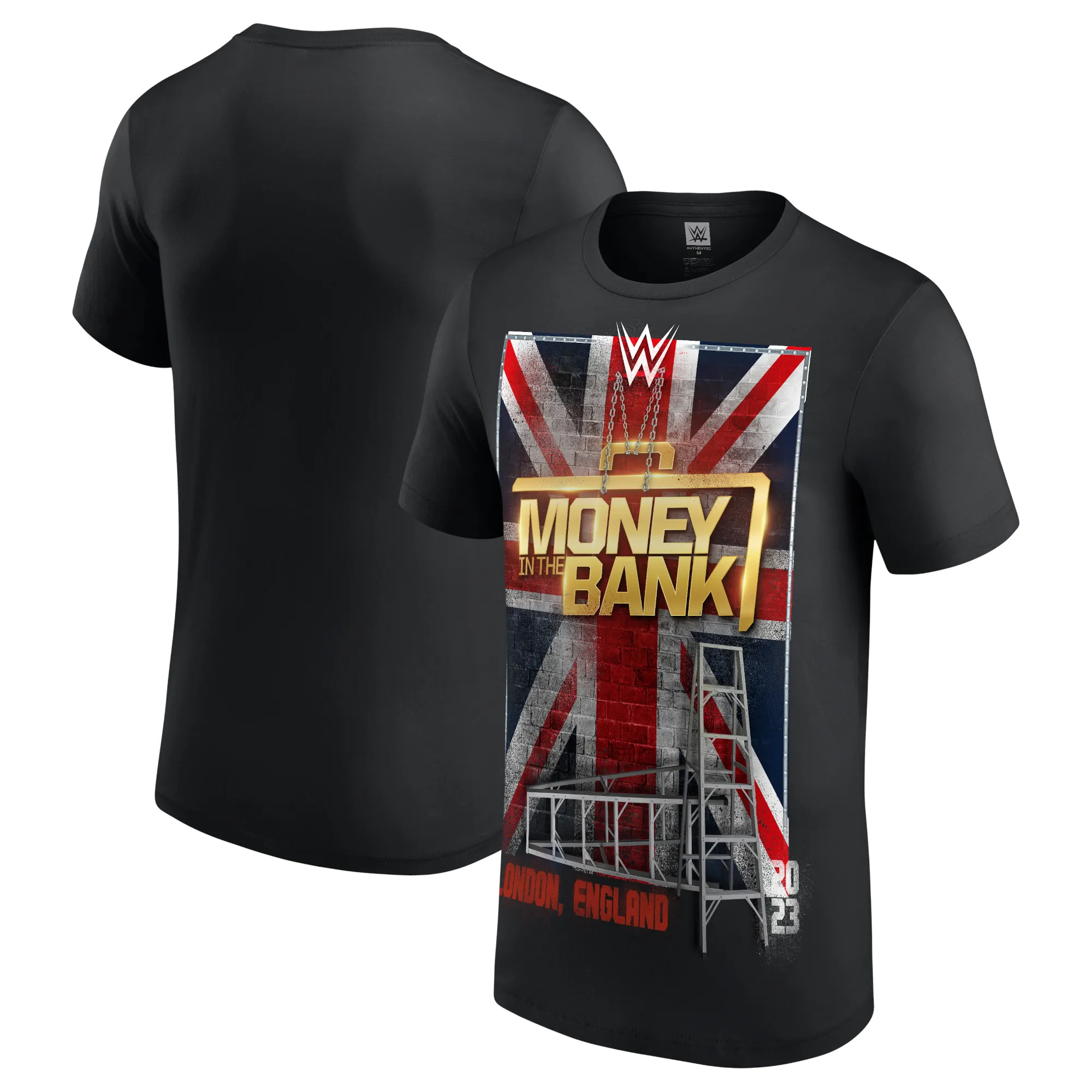 Men's Black Money in the Bank 2023 London Ladders T-Shirt sold by WWE