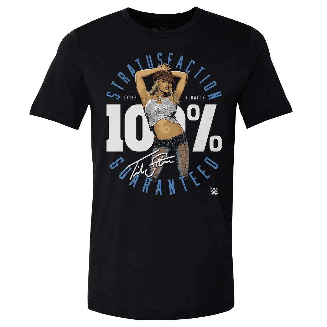 Men's 500 Level Black Trish Stratus 100 Percent Stratusfaction T-Shirt sold by WWE