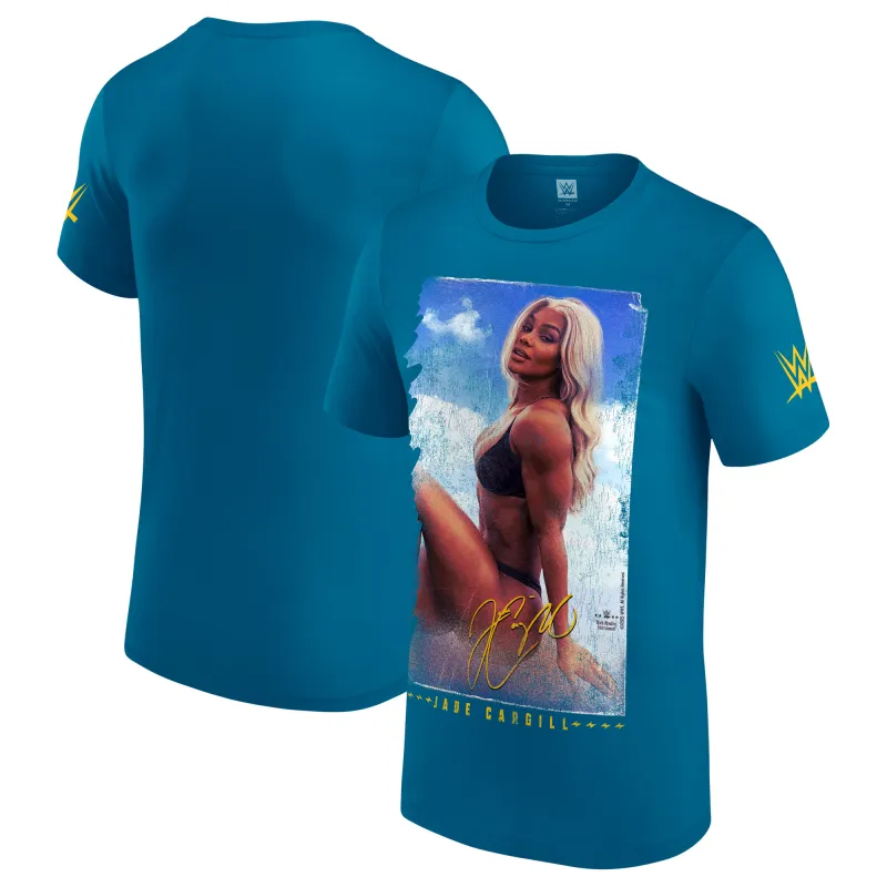 Men's Teal Jade Cargill Beach Photo T-Shirt sold by WWE