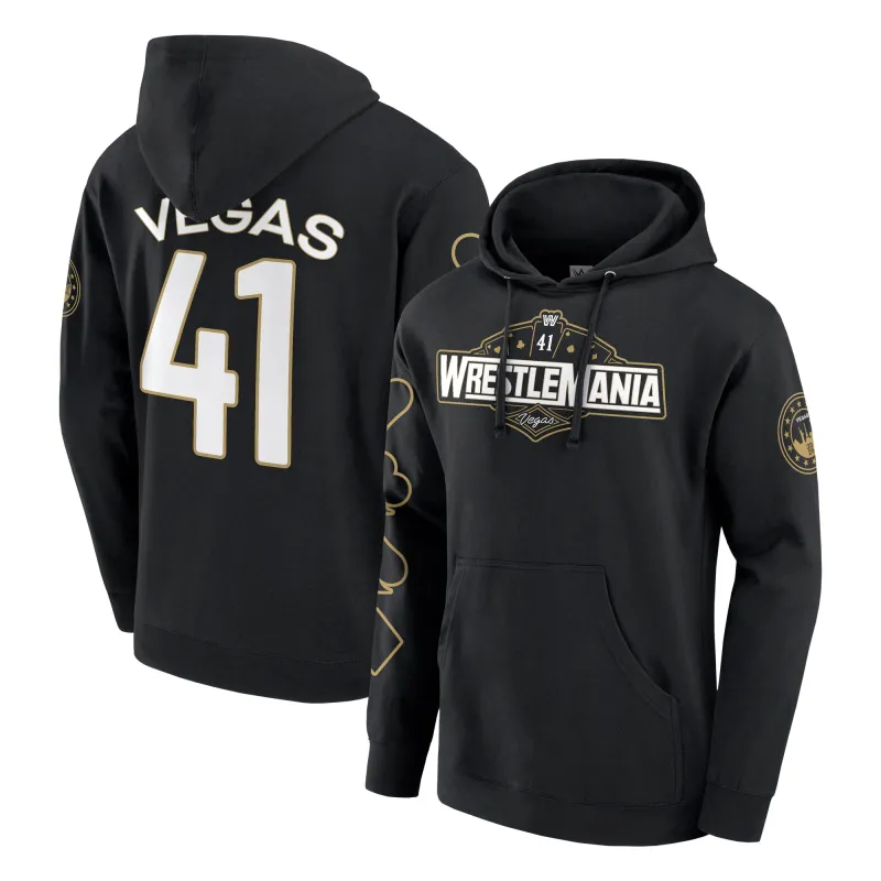 Men's Black WrestleMania 41 Event Logo Pullover Hoodie sold by WWE