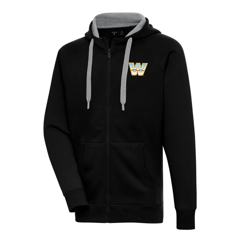 Men's Antigua  Black WWE Victory Full-Zip Hoodie sold by WWE