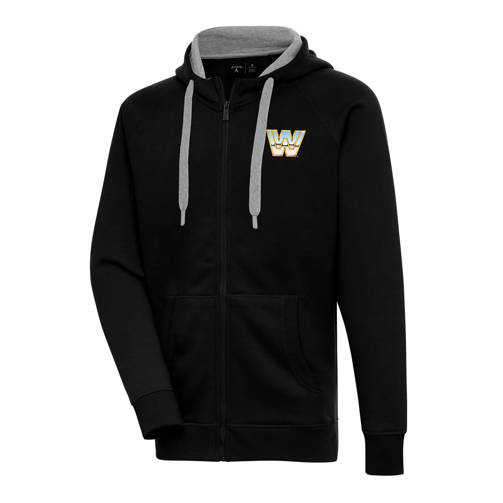 Men's Antigua Black WWE Victory Full-Zip Hoodie sold by WWE