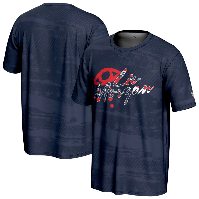 Men's ProSphere Navy Liv Morgan Americana T-Shirt made by WWE