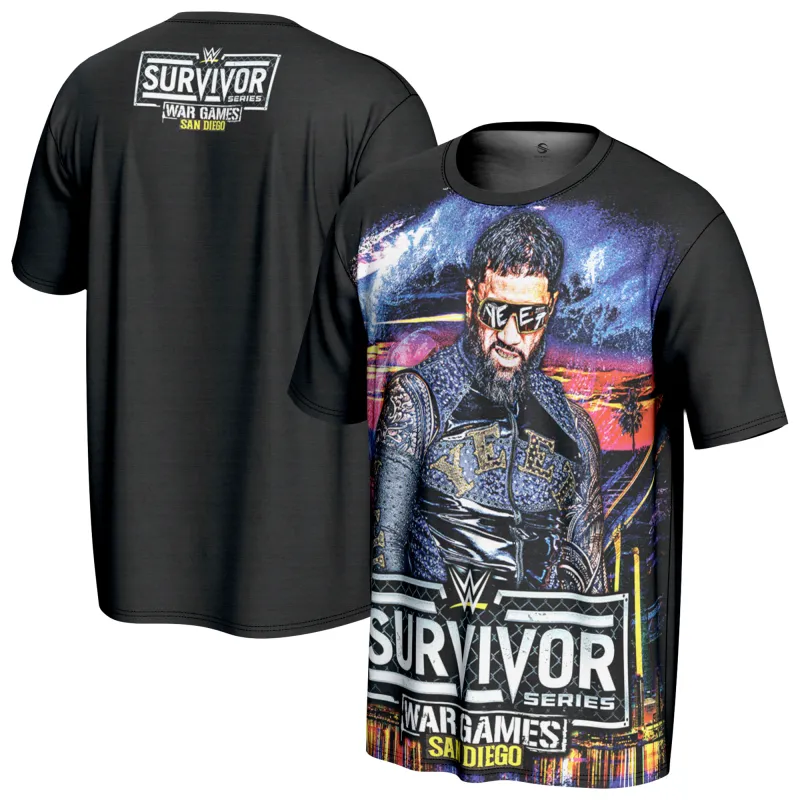 Men's ProSphere Black Jey Uso Survivor Series 2025 T-Shirt sold by WWE