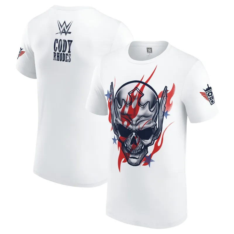 Men's White Cody Rhodes Stars & Stripes Nightmare T-Shirt sold by WWE