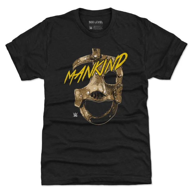 Men's 500 Level Heather Black Mick Foley Mankind Mask Premium Tri-Blend T-Shirt sold by WWE