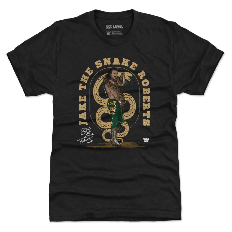Men's 500 Level  Heather Black Jake "The Snake" Roberts Premium Tri-Blend T-Shirt made by 500 Level