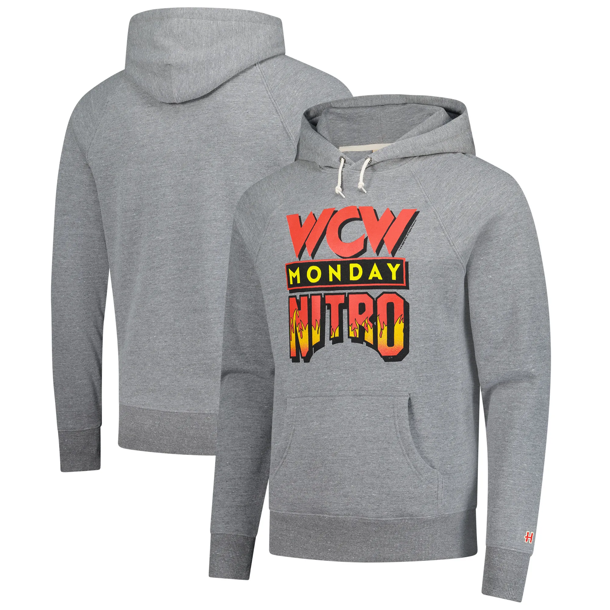 Men's Homage Heather Gray WCW Monday Nitro Tri-Blend Raglan Pullover Hoodie sold by WWE