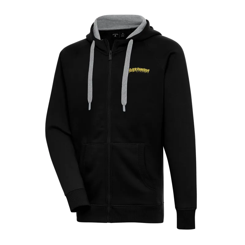 Men's Antigua Black Hulk Hogan Victory Full-Zip Hoodie sold by WWE