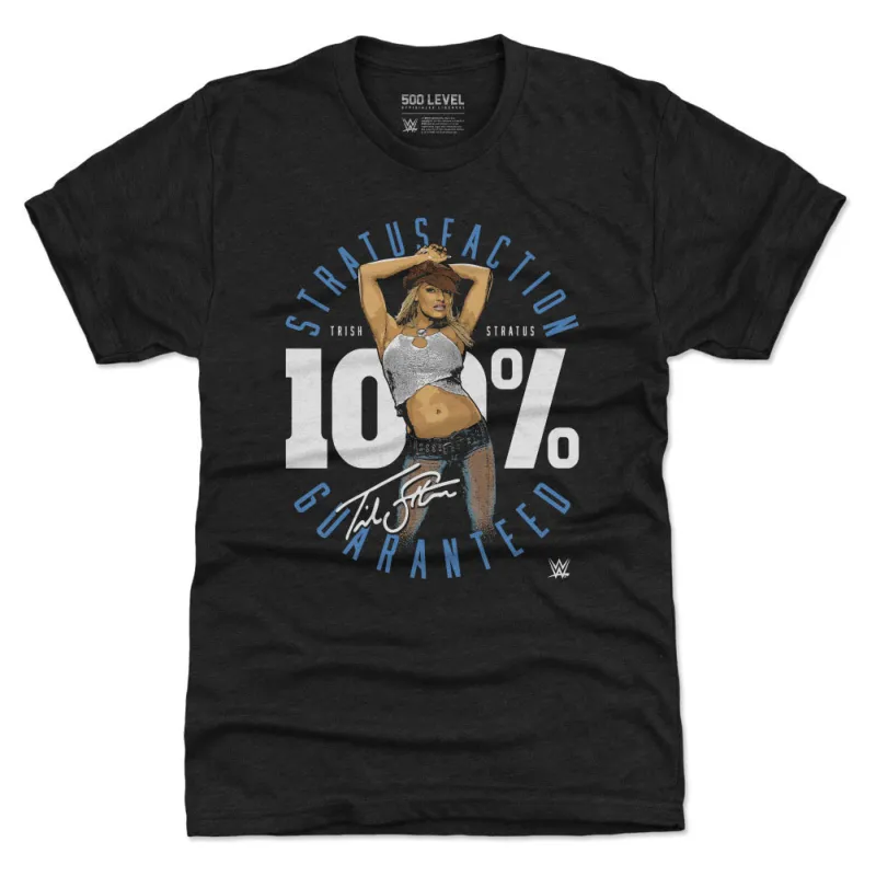 Men's 500 Level  Heather Black Trish Stratus 100 Percent Stratusfaction Premium Tri-Blend T-Shirt sold by WWE