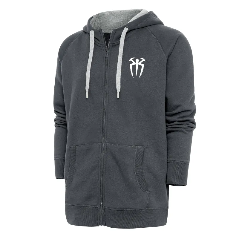 Men's Antigua Charcoal Roman Reigns Victory Full-Zip Hoodie sold by WWE
