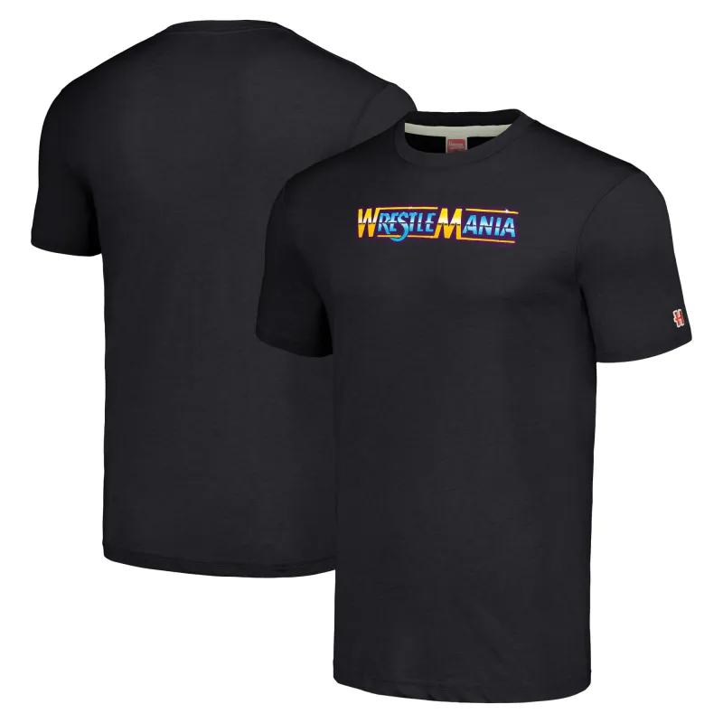 Men's Homage Heather Charcoal WrestleMania Showcase Of The Immortals Retro Event Logo T-Shirt sold by WWE