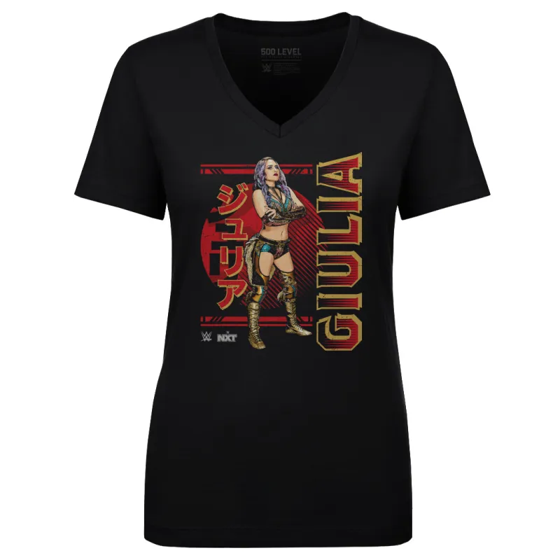 Women's 500 Level  Black Giulia Pose V-Neck T-Shirt sold by WWE