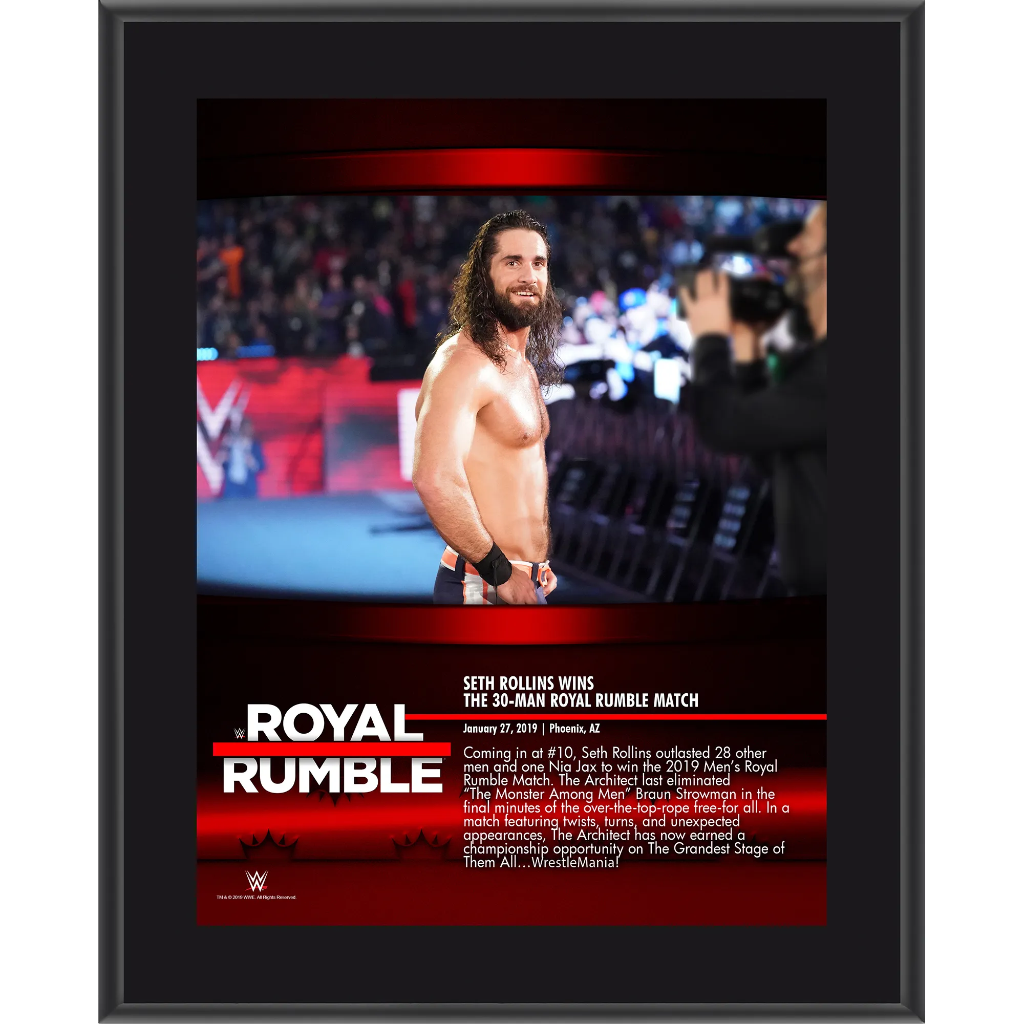 Seth Rollins WWE Framed 10.5" x 13" 2019 Royal Rumble Sublimated Plaque sold by WWE