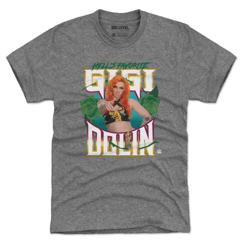 Men's 500 Level Heather Gray Gigi Dolin Hell's Favorite Tri-Blend T-Shirt sold by WWE