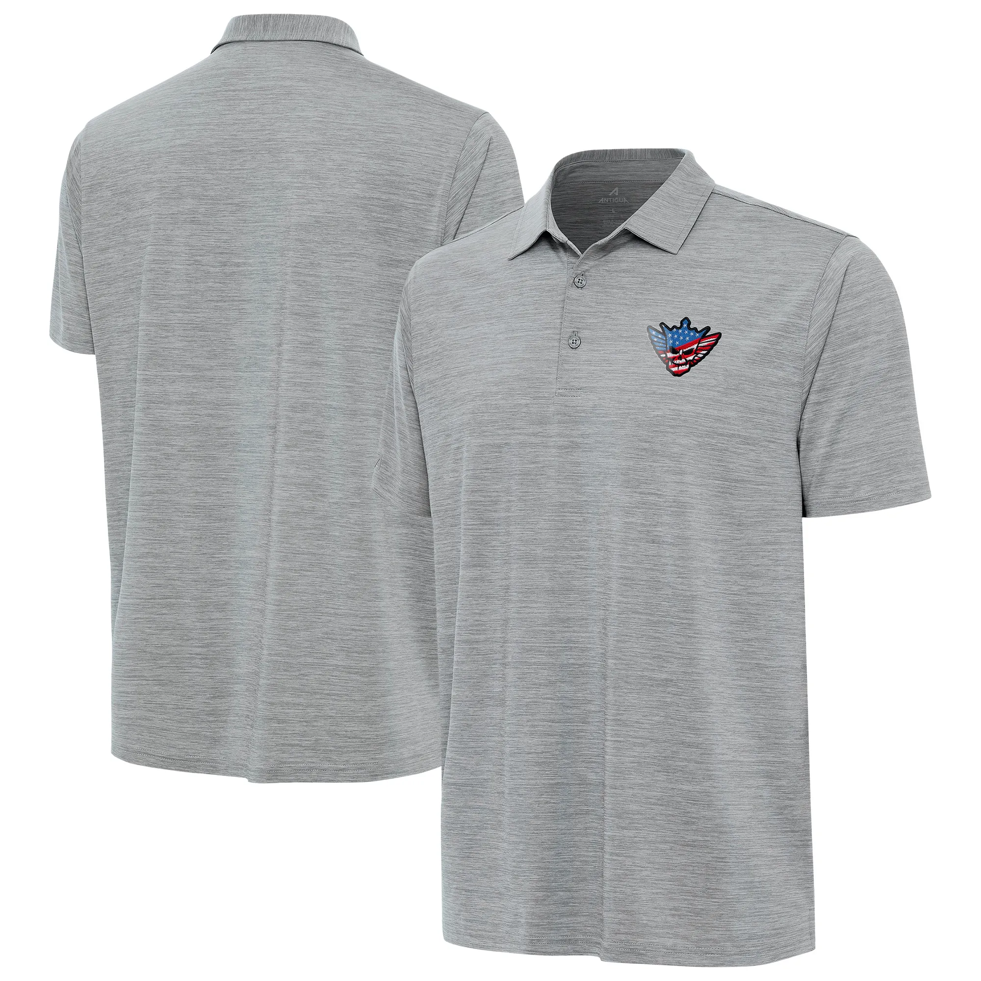 Men's Antigua Heather Gray Cody Rhodes Layout Polo sold by WWE