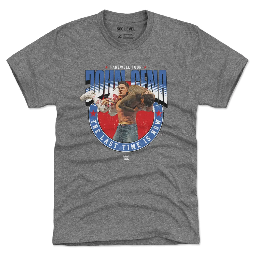 Men's 500 Level Heather Gray John Cena The Last Time Is Now Tri-Blend T-Shirt sold by WWE