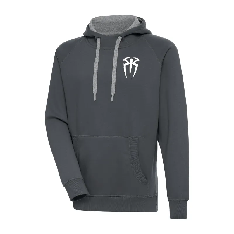 Men's Antigua Charcoal Roman Reigns Victory Pullover Hoodie sold by WWE