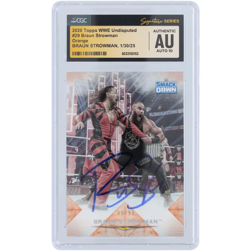 Braun Strowman WWE Autographed 2020 Topps Undisputed Orange #29 #/99 CGC Fanatics Witnessed Authenticated Auto 10 Card sold by WWE