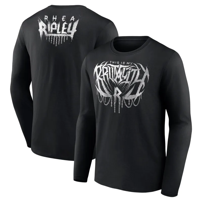 Men's Black Rhea Ripley This Is My Brutality Long Sleeve T-Shirt sold by WWE
