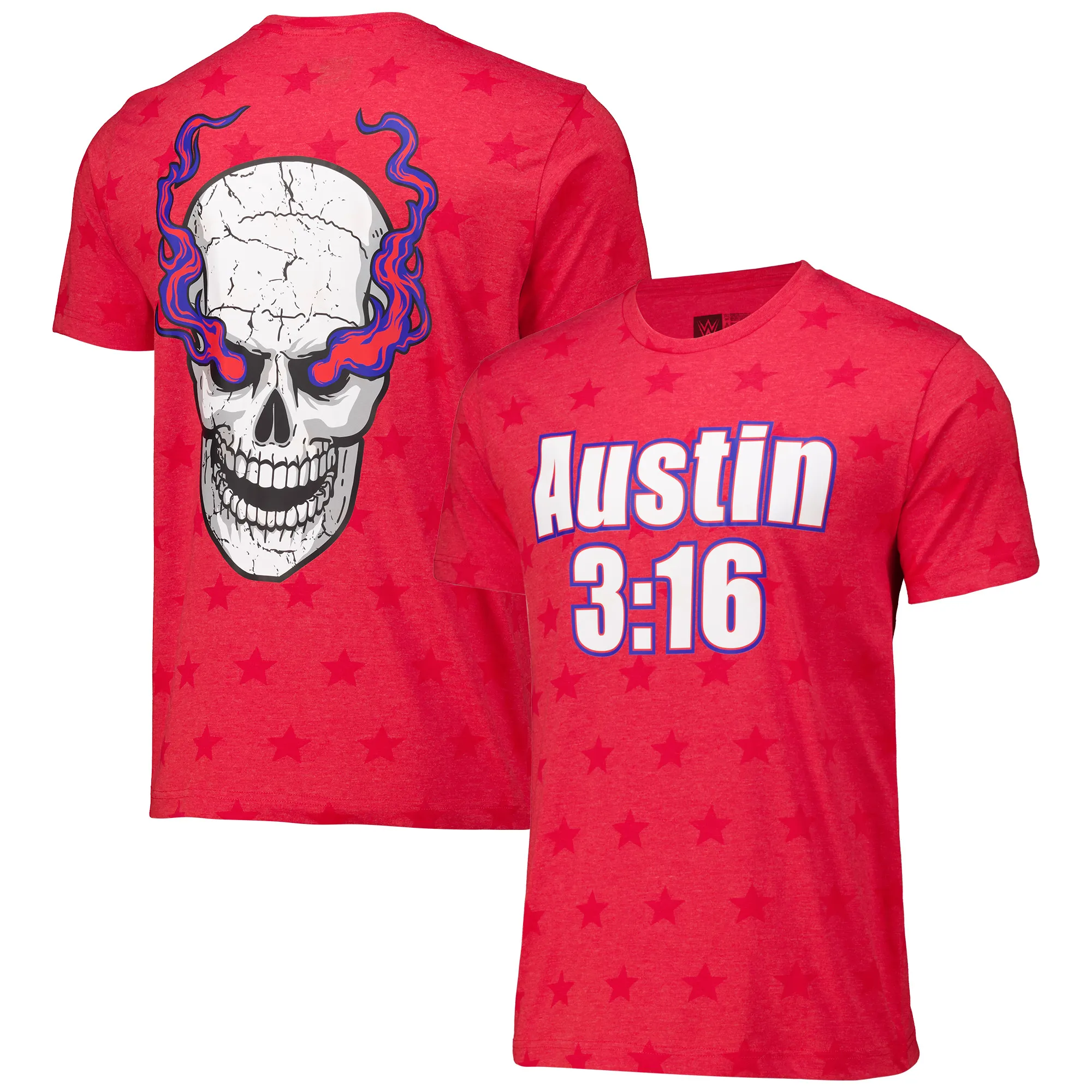 Men's Heather Red "Stone Cold" Steve Austin 3:16 Stars and Stripes T-Shirt sold by WWE