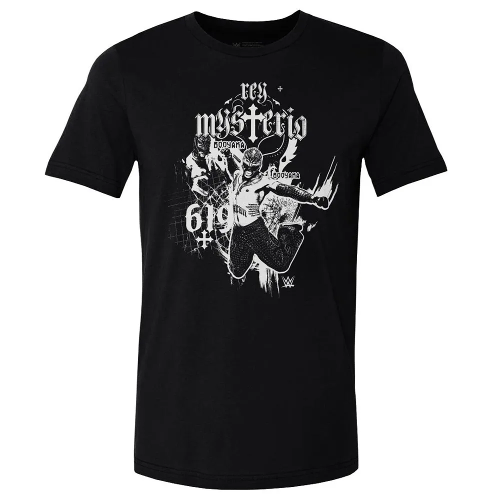 Men's 500 Level Black Rey Mysterio Mono T-Shirt sold by WWE