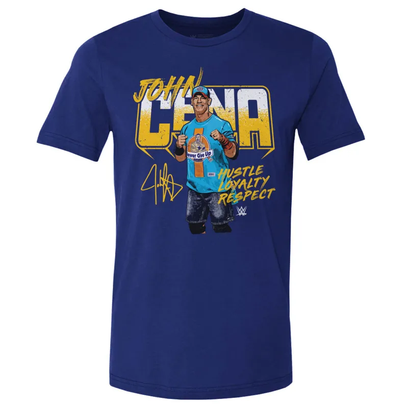 Men's 500 Level Royal John Cena Hustle, Loyalty Respect Marker T-Shirt sold by WWE