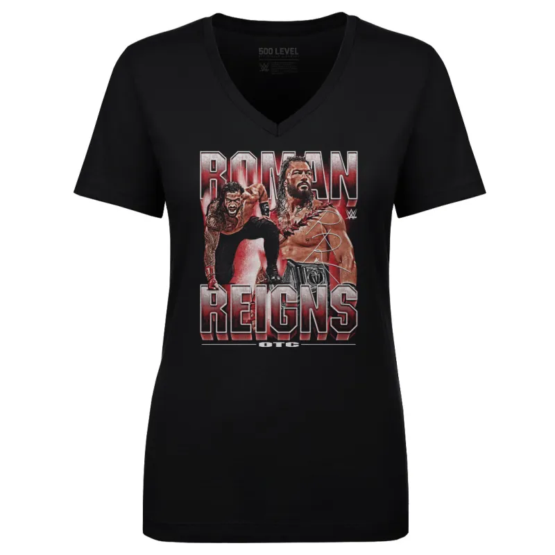 Women's 500 Level  Black Roman Reigns Vintage V-Neck T-Shirt sold by WWE