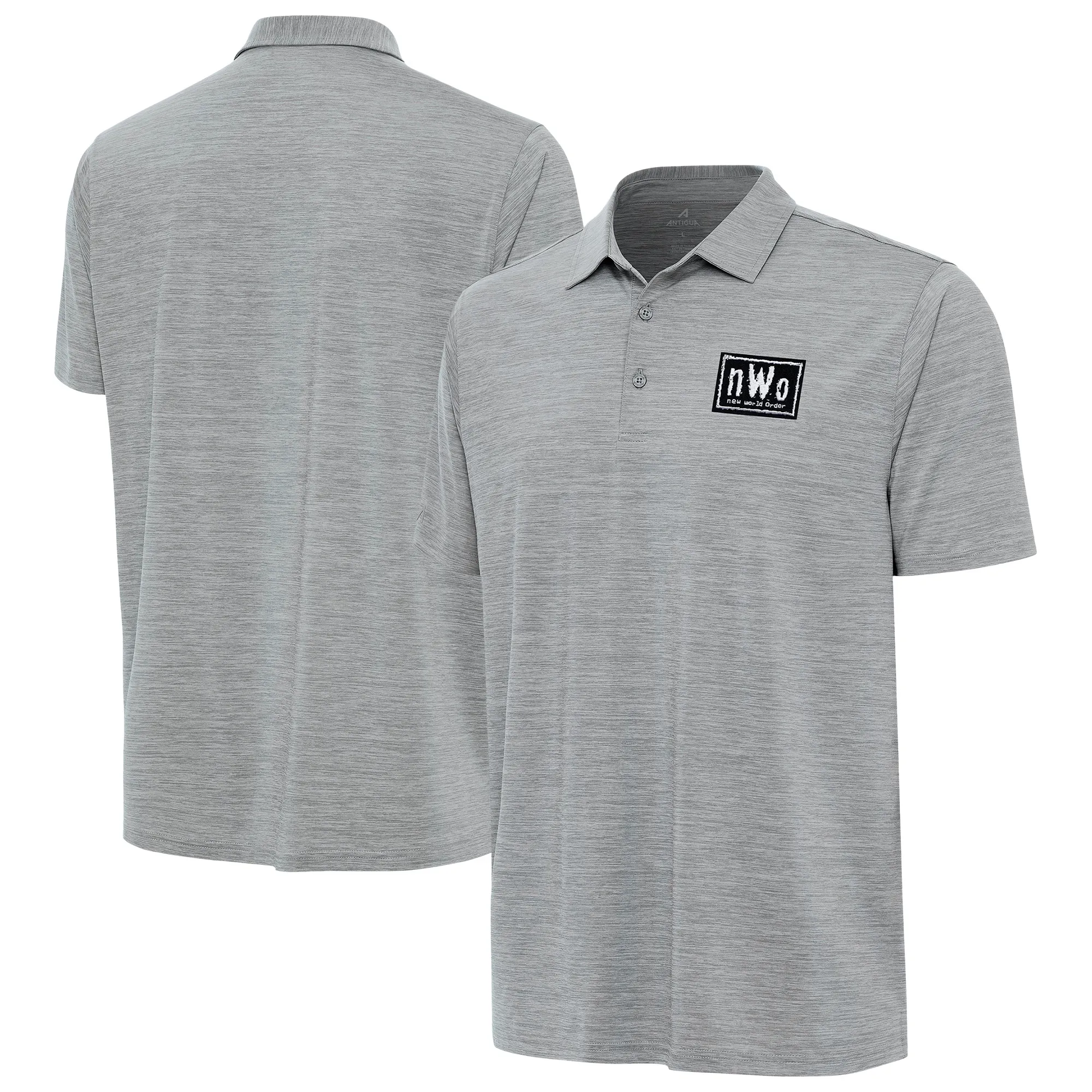 Men's Antigua Heather Gray nWo Layout Polo sold by WWE