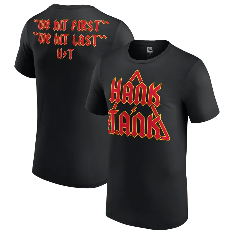 Men's Black Hank & Tank We Hit First We Hit Last T-Shirt sold by WWE