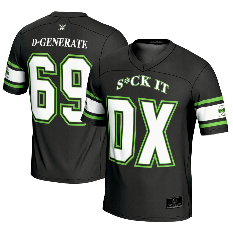 Men's ProSphere Black D-Generation X Football Fashion Jersey sold by WWE